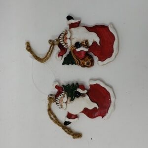 Handpanted Clay Santa Ornaments
